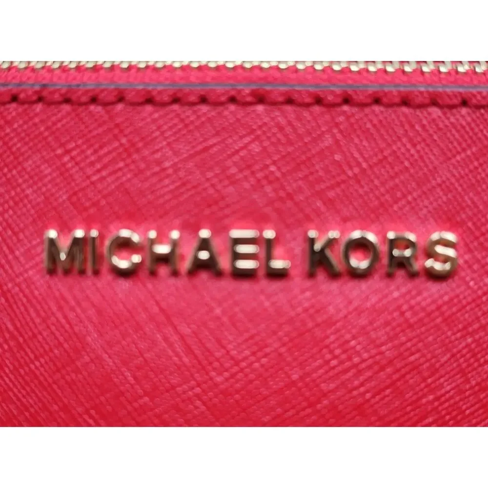 Michael Kors Cindy Crossbody Bag Red Saffiano Leather Chain Strap Small Purse